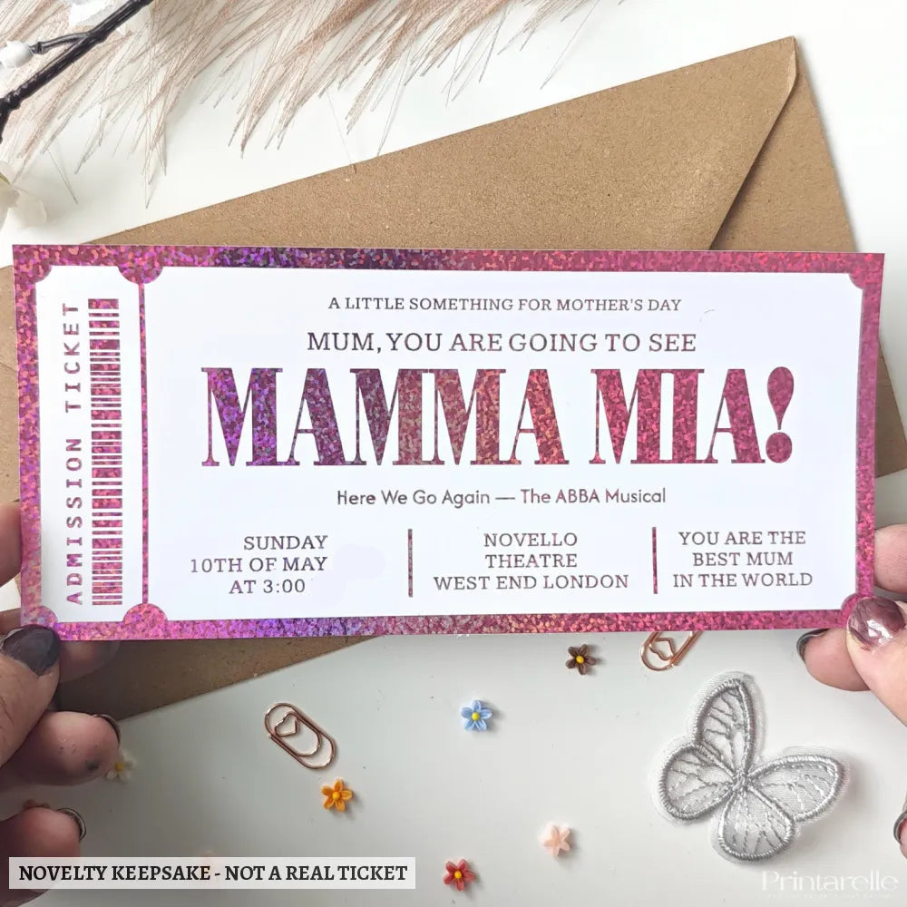 Personalised Mamma Mia Theatre Ticket Gift | Any Show or Musical Surprise - mamma mia, personalised mamma mia, mamma