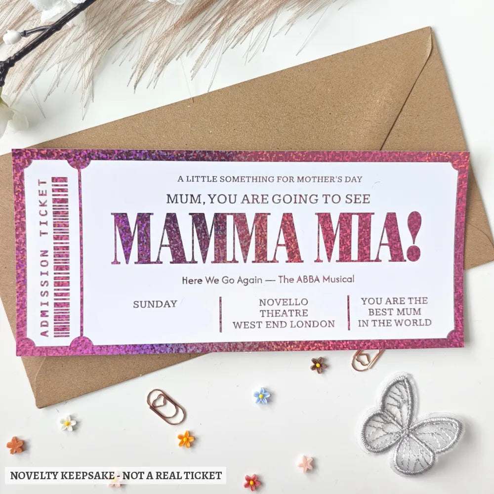 Personalised Mamma Mia Theatre Ticket Gift | Any Show or Musical Surprise - mamma mia, personalised mamma mia, mamma