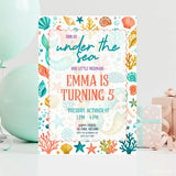 Personalised Mermaid Under the Sea Birthday Party Invitation - elegant mermaid, mermaid birthday, elegant mermaid