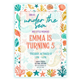 Personalised Mermaid Under the Sea Birthday Party Invitation - elegant mermaid, mermaid birthday, elegant mermaid