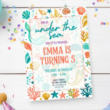 Personalised Mermaid Under the Sea Birthday Party Invitation - elegant mermaid, mermaid birthday, elegant mermaid