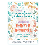 Personalised Mermaid Under the Sea Birthday Party Invitation - birthday party invitation, mermaid birthday, mermaid