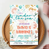 Personalised Mermaid Under the Sea Birthday Party Invitation - birthday party invitation, mermaid birthday, mermaid