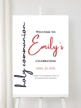 Personalised Modern Script First Holy Communion Welcome Sign - Party Decor - Printarelle