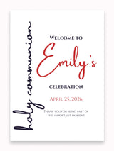 Personalised Modern Script First Holy Communion Welcome Sign - Party Decor - Printarelle