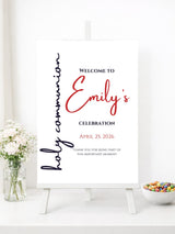 Personalised Modern Script First Holy Communion Welcome Sign - Party Decor - Printarelle