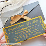 Personalised Mother’s Day Spa Voucher Gold Foil DL Ireland - gold foil, mother’s day, spa voucher, foil colours, gold