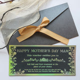 Personalised Mother’s Day Spa Voucher Green Foil DL Ireland - Foil Tickets - Printarelle