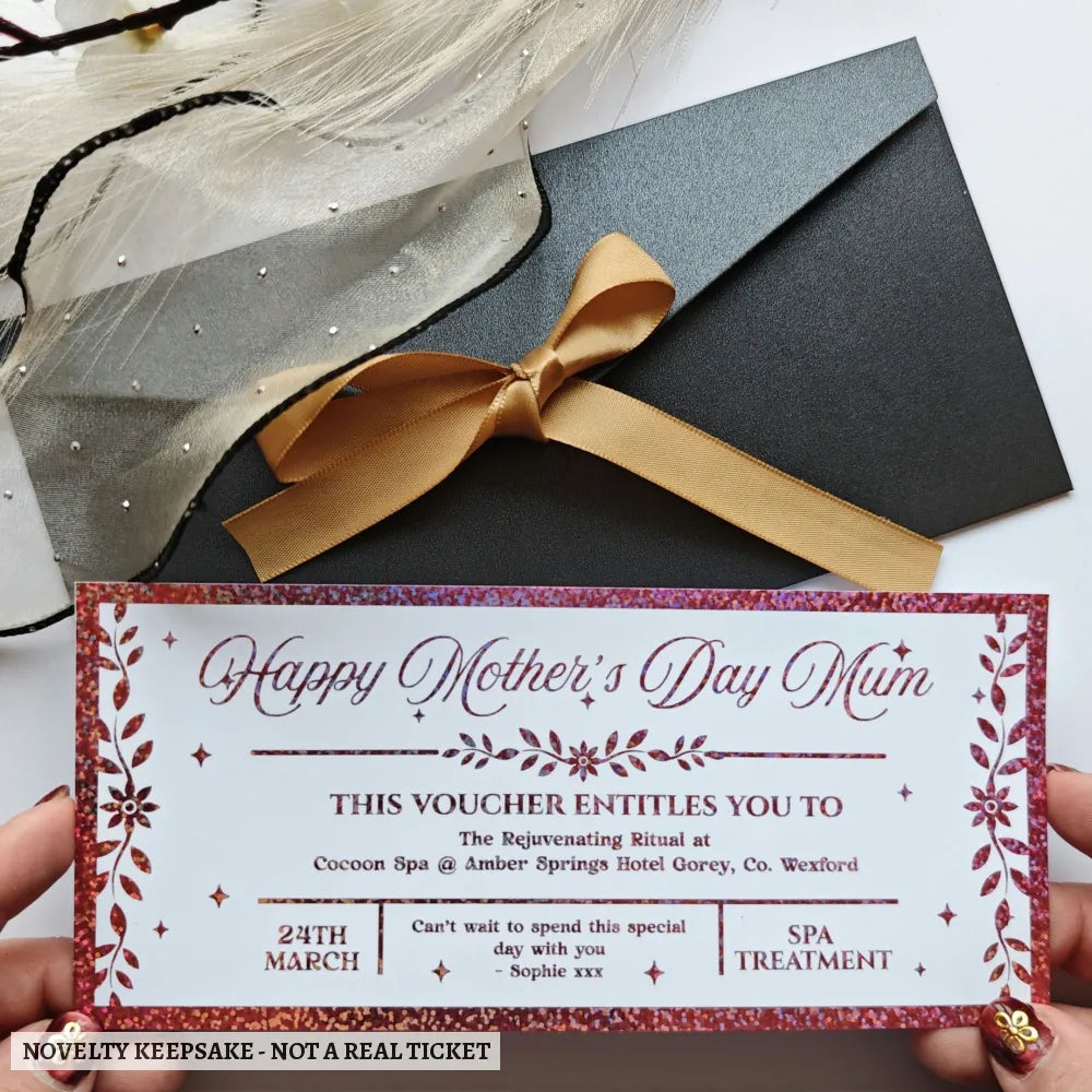 Personalised Mother’s Day Spa Voucher Rose Gold Foil Ireland - rose gold, mother’s day, rose gold foil, spa voucher,