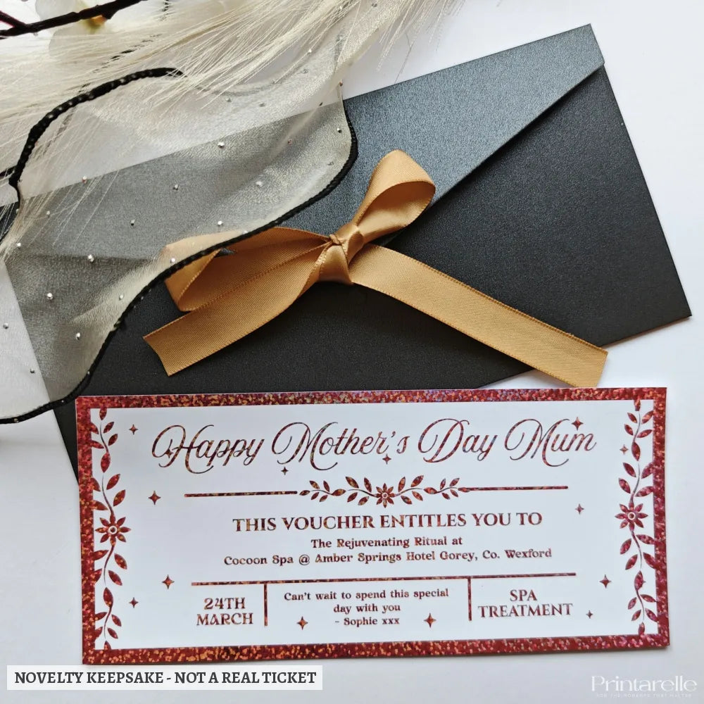 Personalised Mother’s Day Spa Voucher Rose Gold Foil Ireland - rose gold, mother’s day, rose gold foil, spa voucher,