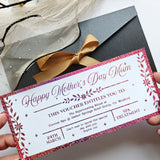 Personalised Mother’s Day Spa Voucher Rose Gold Foil Ireland - Foil Tickets - Printarelle