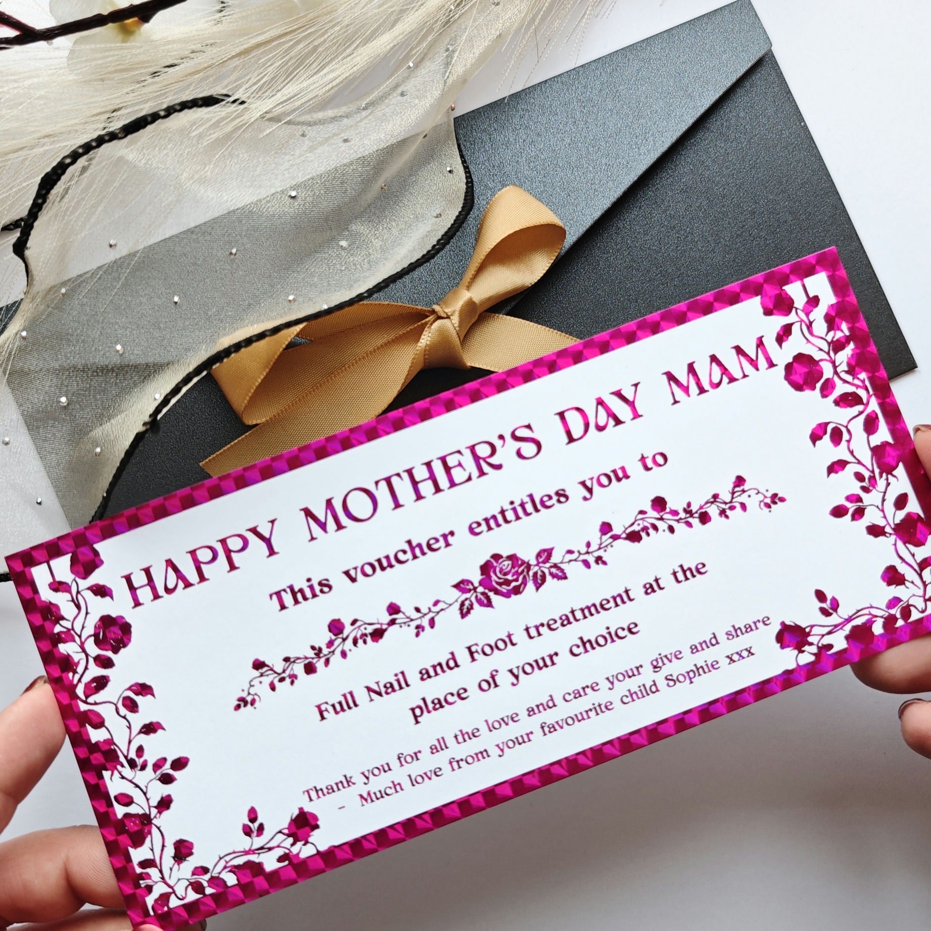 Personalised Mother’s Day Spa Voucher Ticket Ireland - Foil Tickets - Printarelle