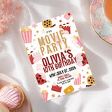 Personalised Movie Night Birthday Party Invitation - movie night birthday, movie night, night birthday, personalised