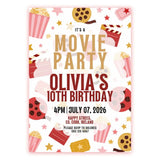 Personalised Movie Night Birthday Party Invitation - movie night birthday, movie night, night birthday, personalised