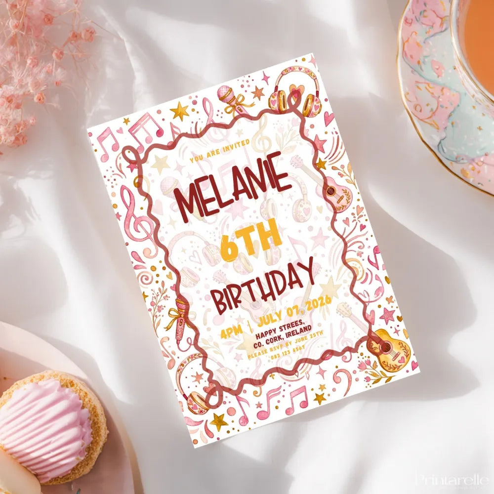 Personalised Music Birthday Party Invitation - music birthday, personalised music birthday, music birthday party,
