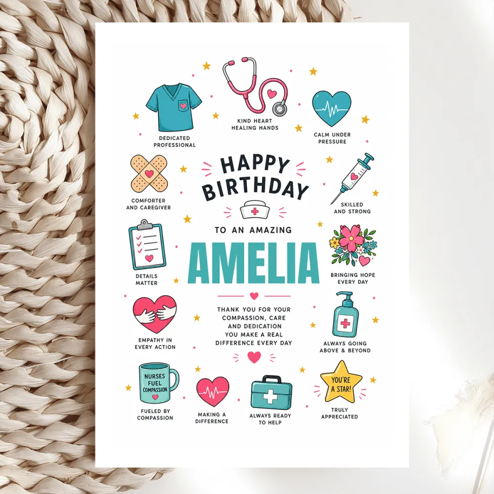 Personalised Nurse Birthday Card - personalised nurse birthday, nurse birthday card, personalised nurse, nurse