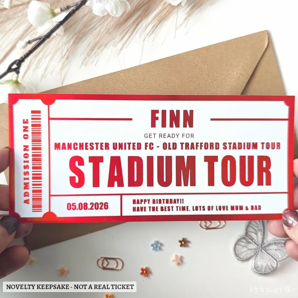Personalised Old Trafford Stadium Tour Ticket Gift | Manchester United FC Birthday Surprise - stadium tour, stadium