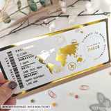 Personalised Scratch to Reveal Boarding Pass Ticket Paris - boarding pass, gold foil, world map, gold foil world, foil