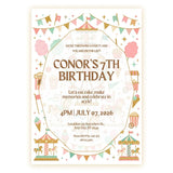 Personalised Pastel Carousel Carnival Birthday Invitation – Fairground & Cotton Candy Design - carnival birthday