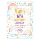Personalised Pastel Rainbow & Clouds Birthday Party Invitation Cards - pastel rainbow, soft pastel rainbow, pastel