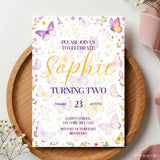 Personalised Pastel Wildflower Butterfly Birthday Invitation - pastel wildflower butterfly, wildflower butterfly