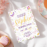 Personalised Pastel Wildflower Butterfly Birthday Invitation - pastel wildflower butterfly, wildflower butterfly