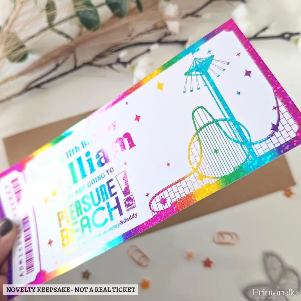 Personalised Pleasure Beach Resort Birthday Ticket | Kids Surprise Gift - pleasure beach resort, pleasure beach, beach