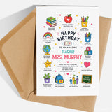 Personalised Primary Teacher Birthday Card - birthday card, teacher birthday card, teacher birthday, personalised