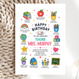 Personalised Primary Teacher Birthday Card - birthday card, teacher birthday card, teacher birthday, personalised
