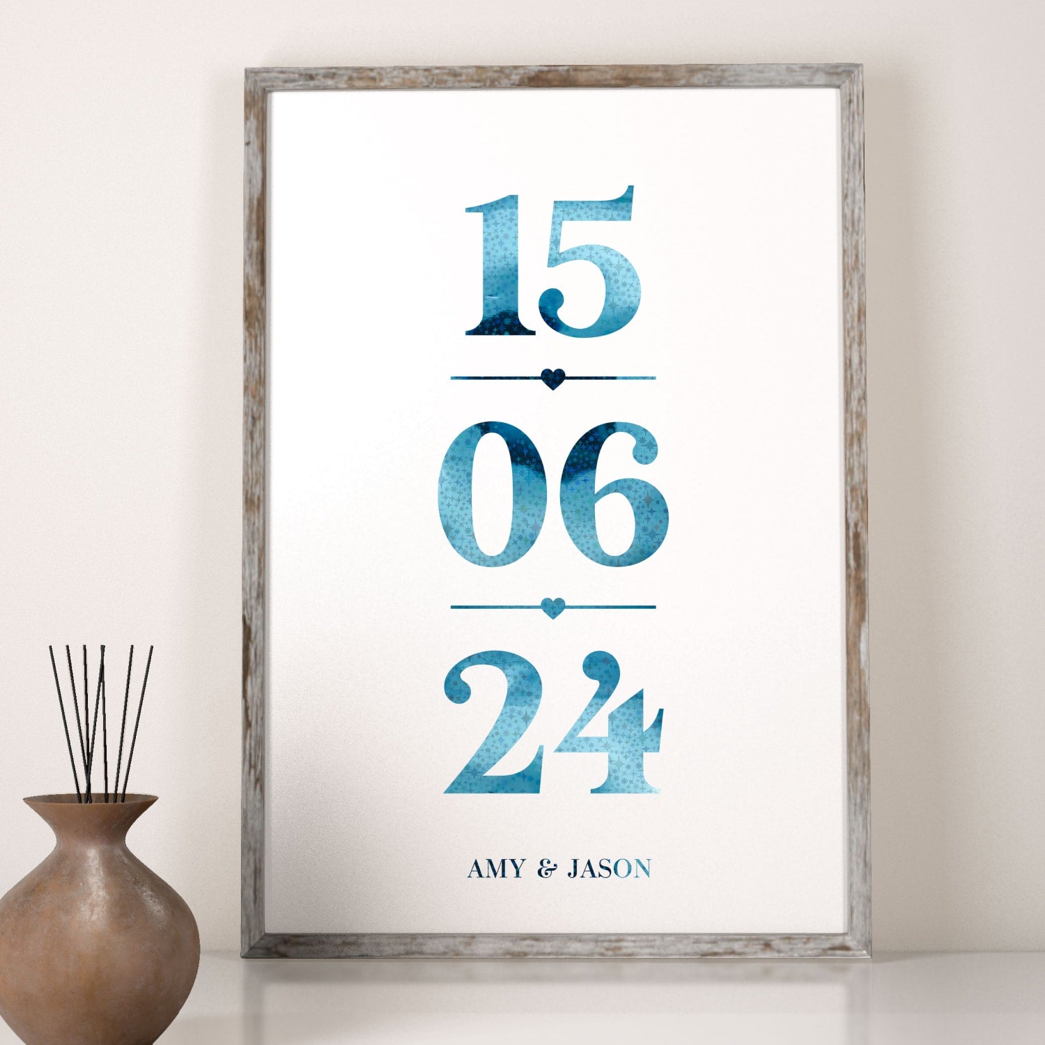 Personalised Wedding Date Print with Foil