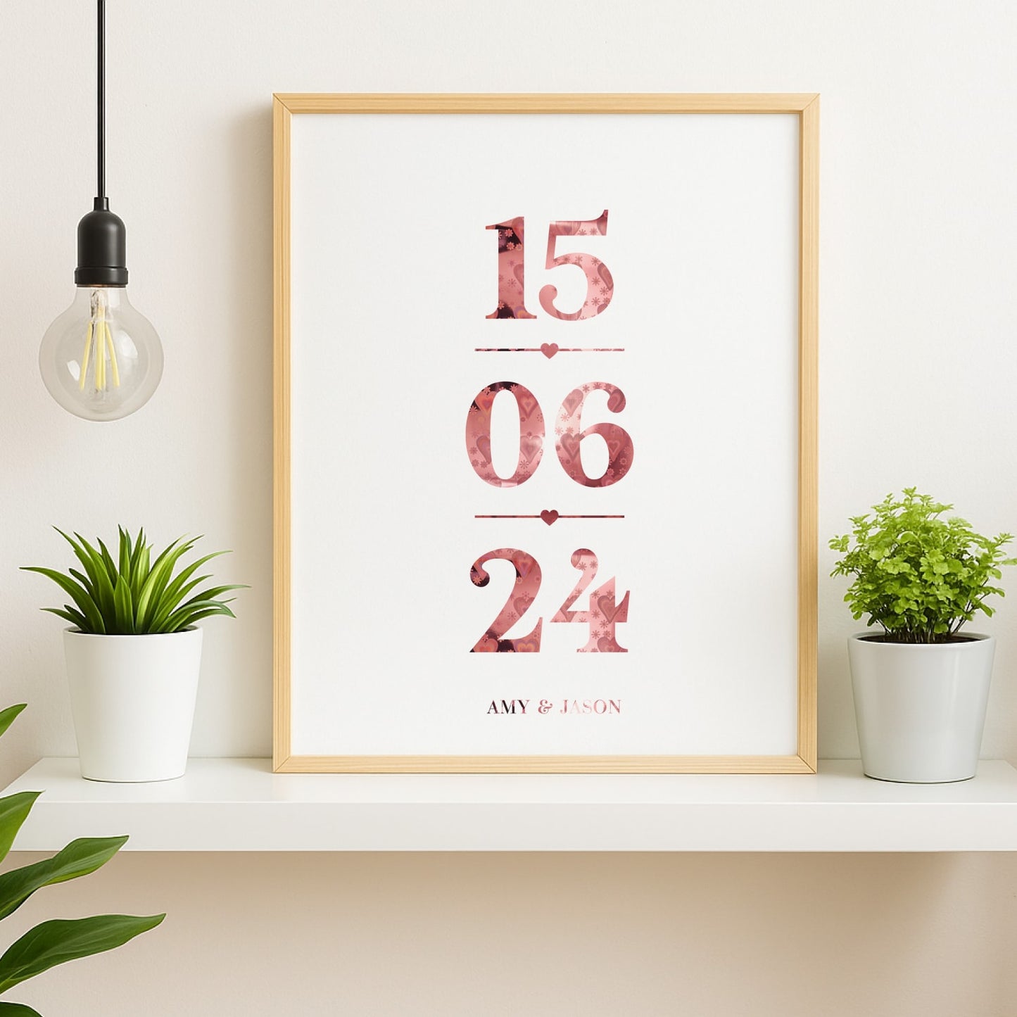 Personalised Wedding Date Print with Foil