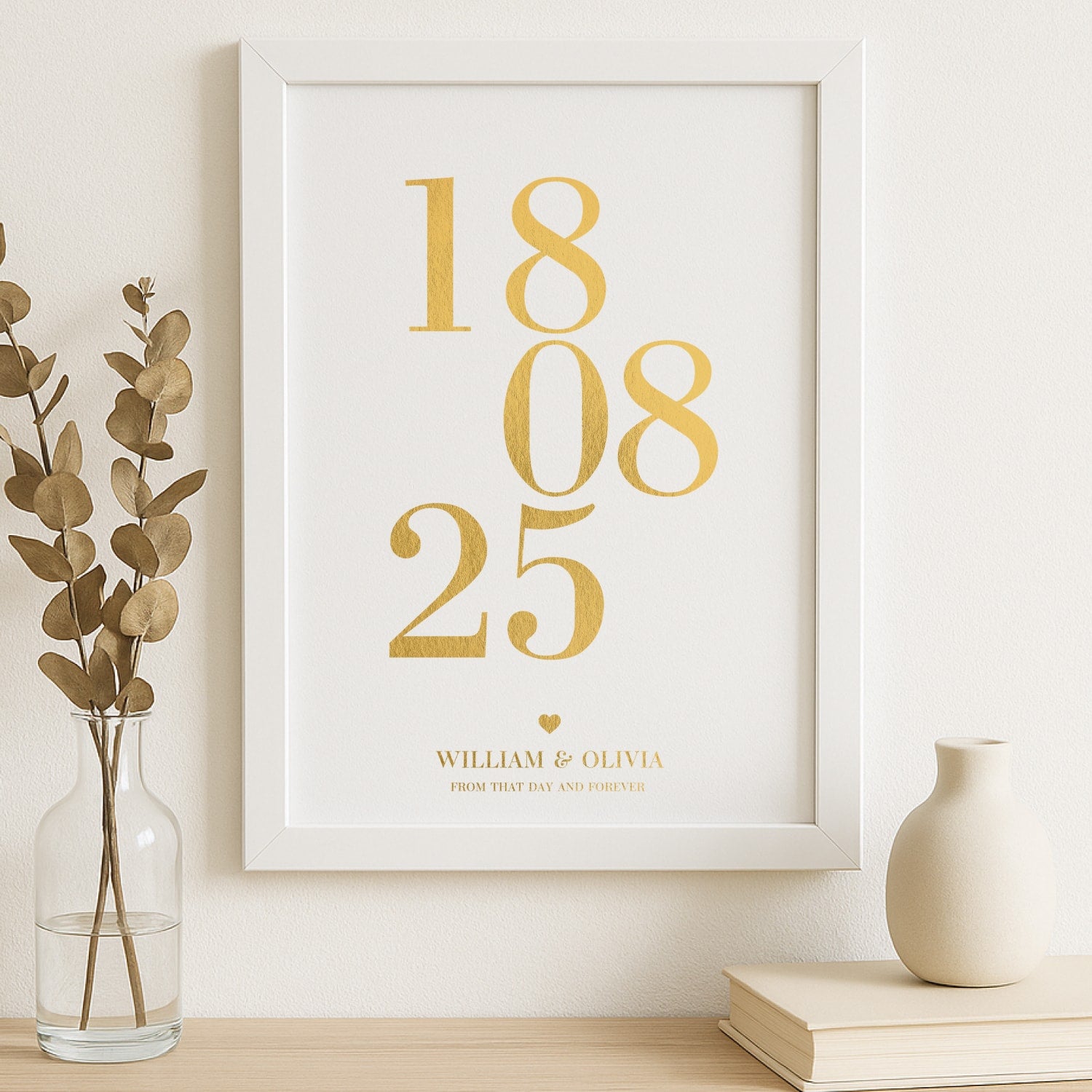 Personalised Wedding Date Print with Foil