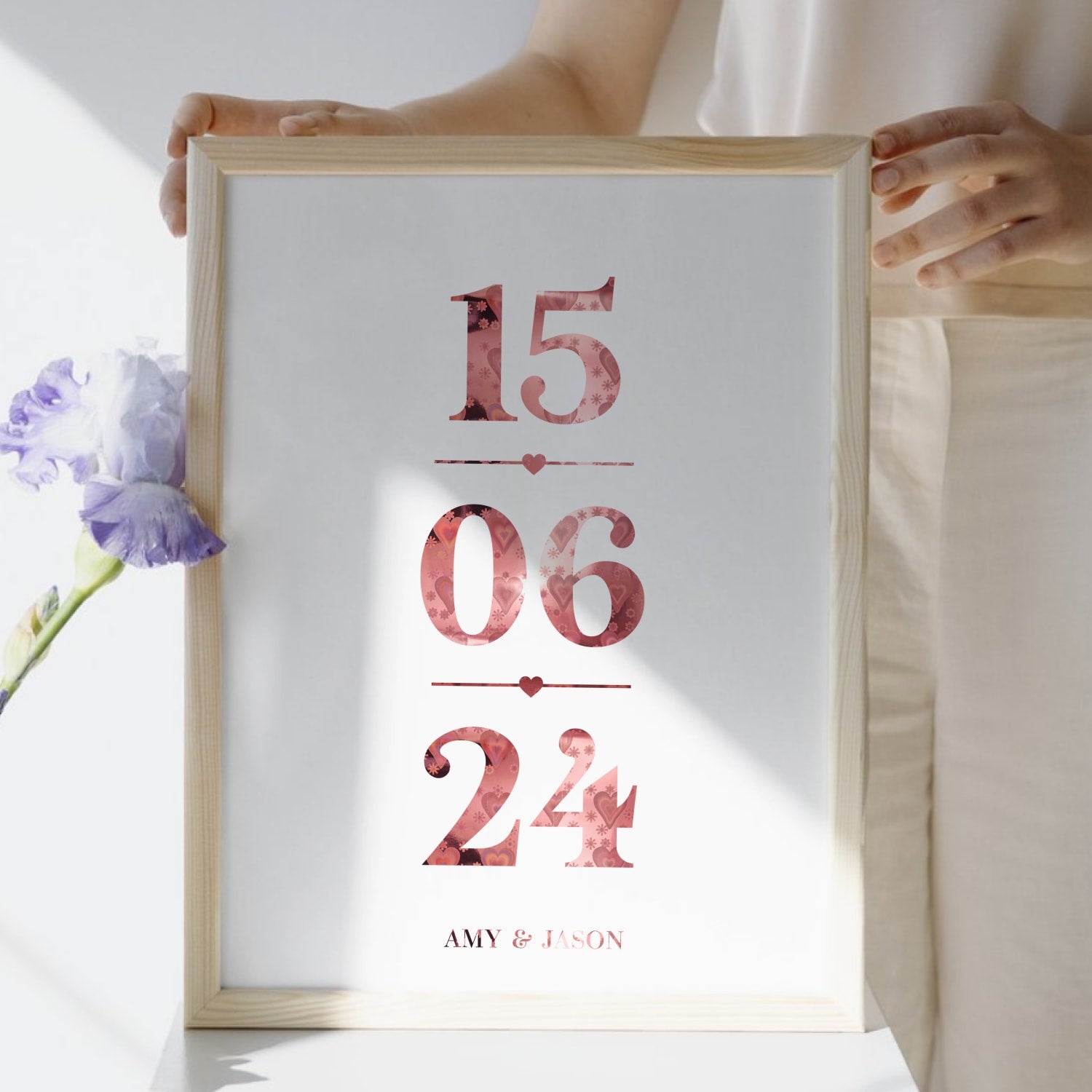 Personalised Wedding Date Print with Foil