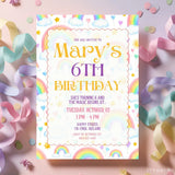 Personalised Rainbow & Clouds Birthday Party Invitation - clouds birthday, vibrant watercolour rainbow, rainbow clouds