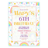 Personalised Rainbow & Clouds Birthday Party Invitation - clouds birthday, vibrant watercolour rainbow, rainbow clouds