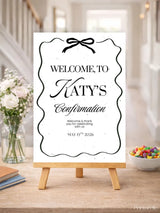 Personalised Ribbon Frame Confirmation Welcome Sign - Party Decor - Printarelle