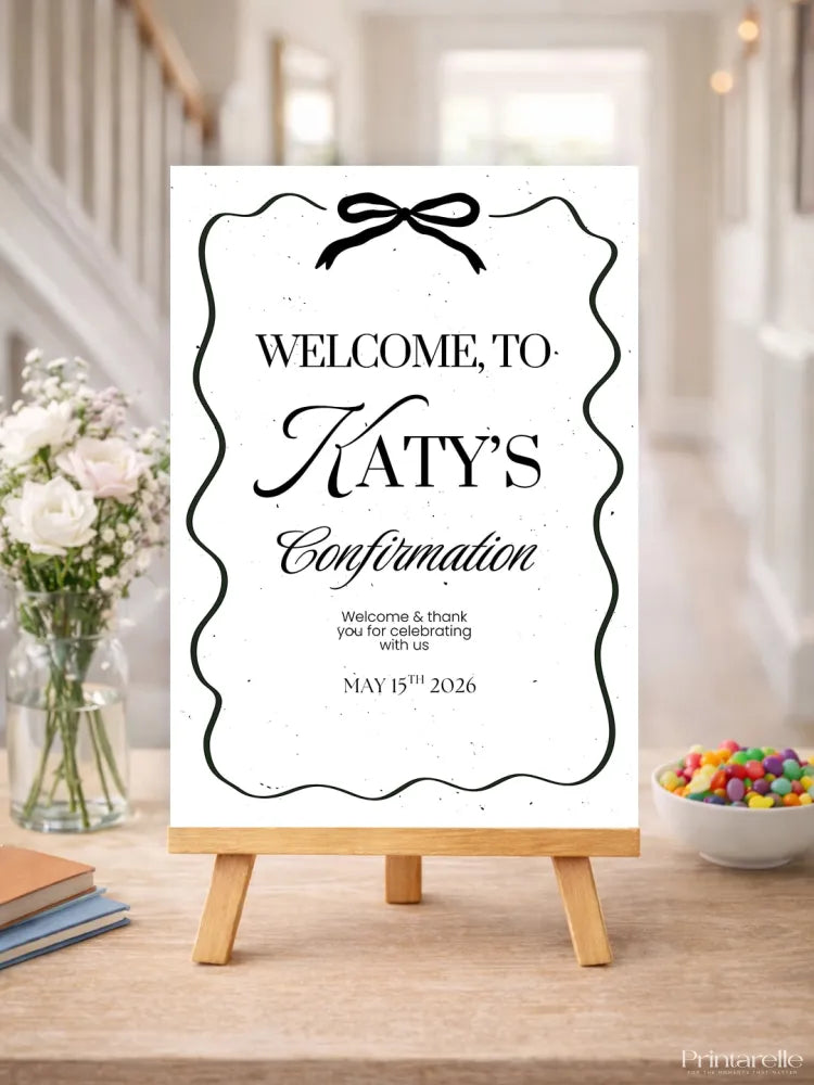 Personalised Ribbon Frame Confirmation Welcome Sign - Party Decor - Printarelle
