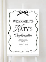 Personalised Ribbon Frame Confirmation Welcome Sign - Party Decor - Printarelle