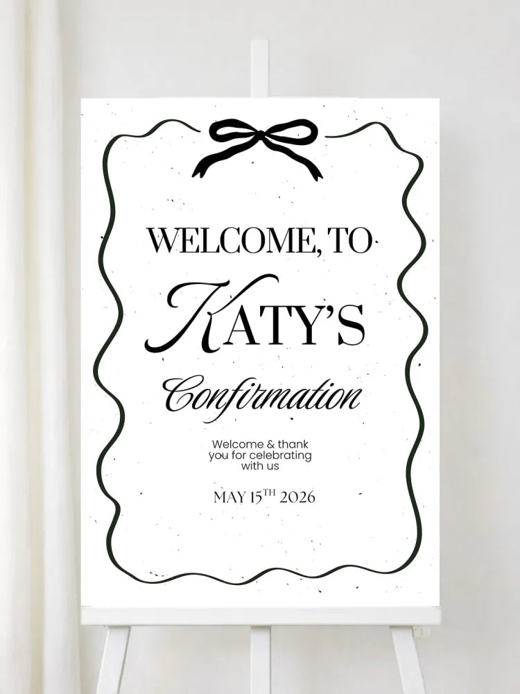 Personalised Ribbon Frame Confirmation Welcome Sign - Party Decor - Printarelle