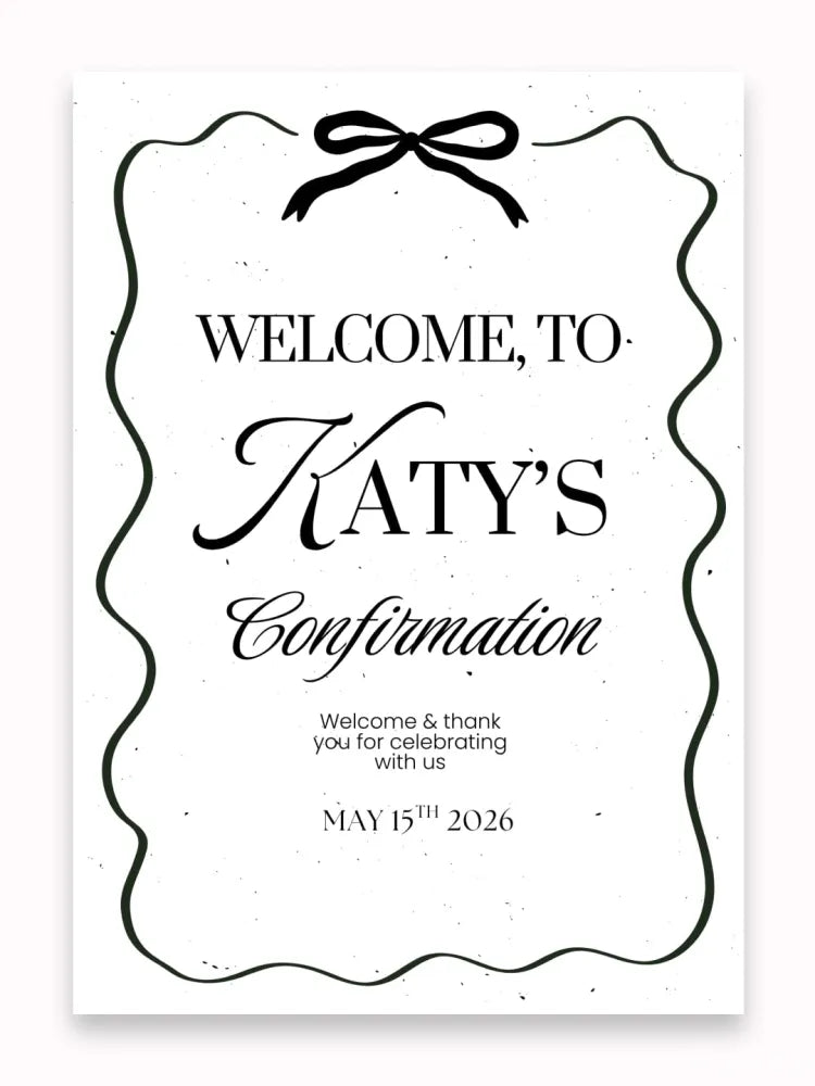 Personalised Ribbon Frame Confirmation Welcome Sign - Party Decor - Printarelle
