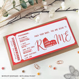 Personalised Rome Boarding Pass Surprise Reveal Ticket - bold red foil, personalised rome boarding, rome boarding pass,