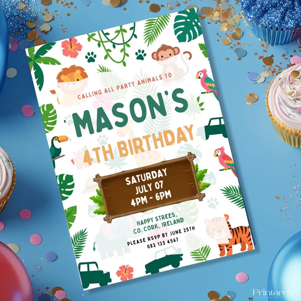 Personalised Safari Adventure Birthday Party Invitation - safari adventure, safari adventure birthday, adventure