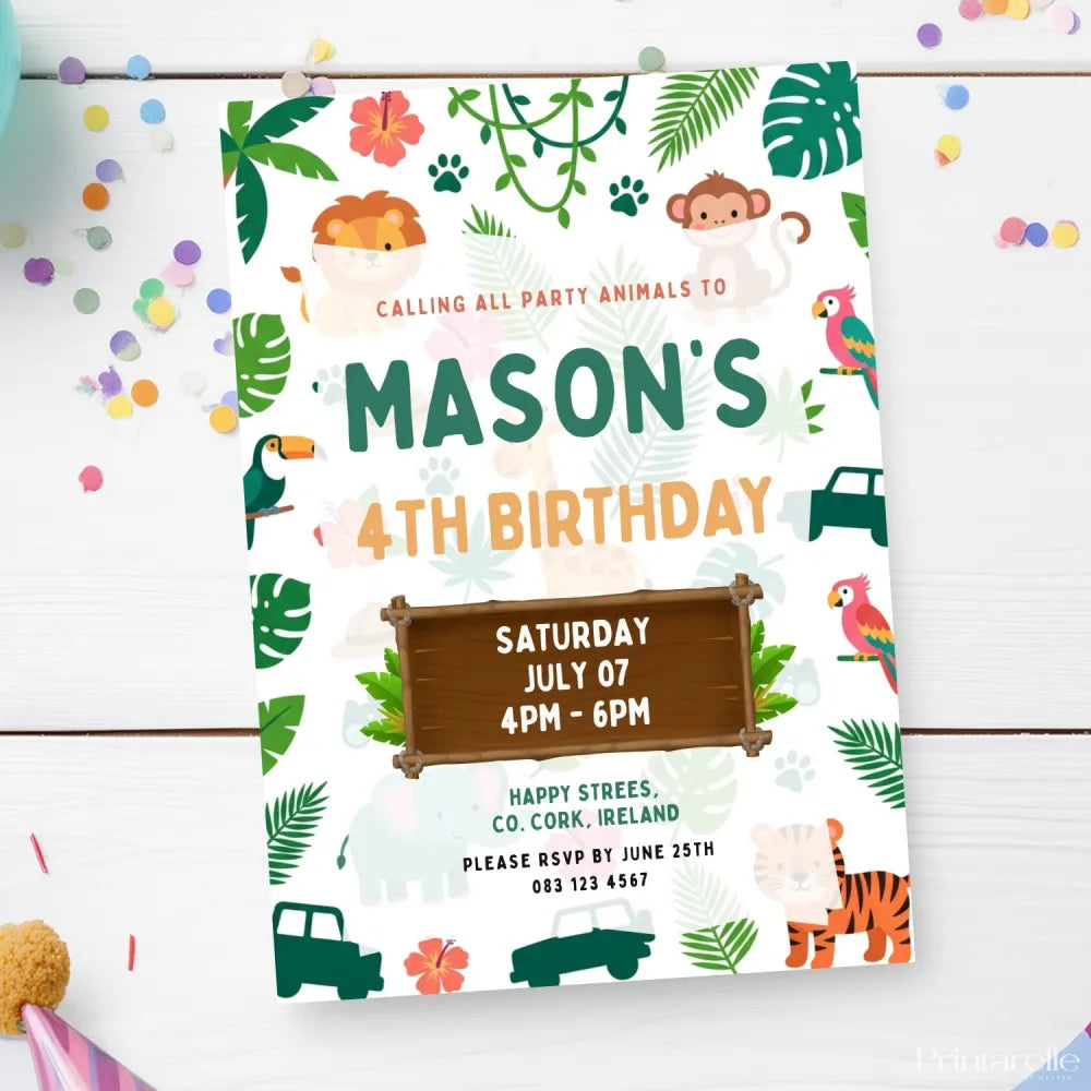 Personalised Safari Adventure Birthday Party Invitation - safari adventure, safari adventure birthday, adventure