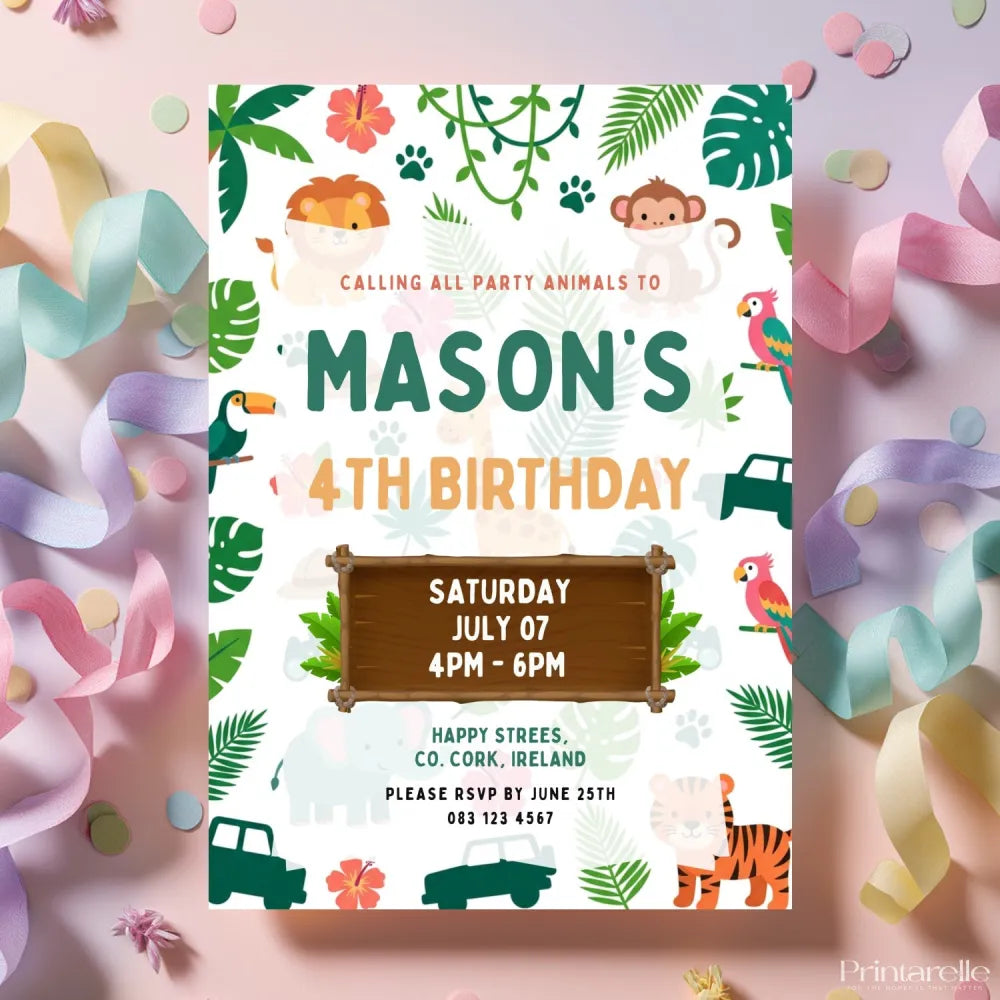 Personalised Safari Adventure Birthday Party Invitation - safari adventure, safari adventure birthday, adventure