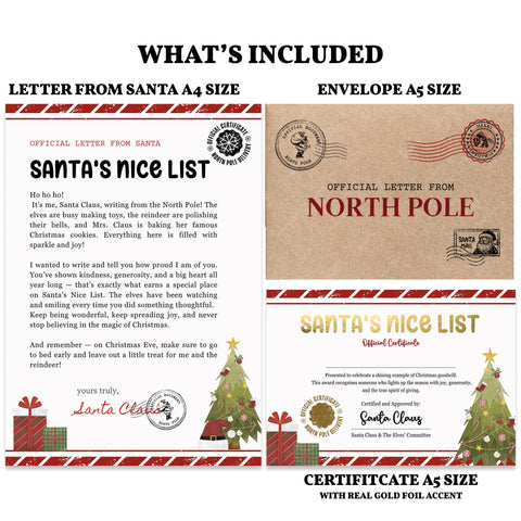 Santa’s Nice List Letter from Santa | Official Certificate Set
