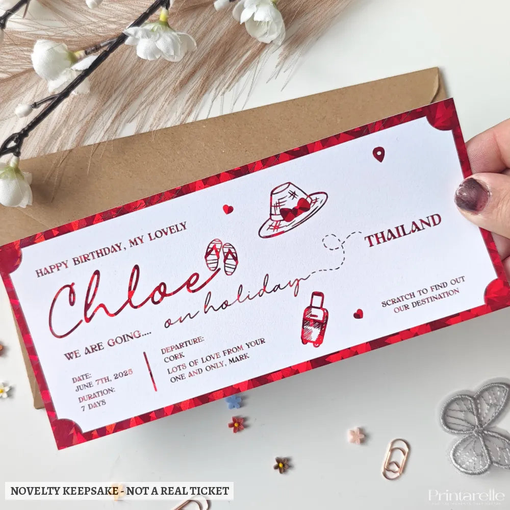 Personalised Scratch-to-Reveal Holiday Ticket | Foil Finish - personalised scratch-to-reveal holiday, personalised