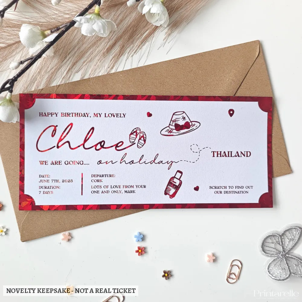 Personalised Scratch-to-Reveal Holiday Ticket | Foil Finish - personalised scratch-to-reveal holiday, personalised