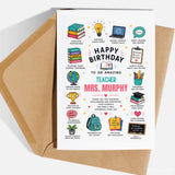 Personalised Secondary Teacher Birthday Card - teacher birthday card, teacher birthday, birthday card, personalised