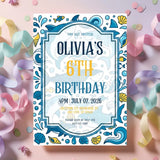 Personalised Shark Ocean Birthday Party Invitation – Bold Blue Sharks & Waves Design - bold blue sharks, dun dun, bold