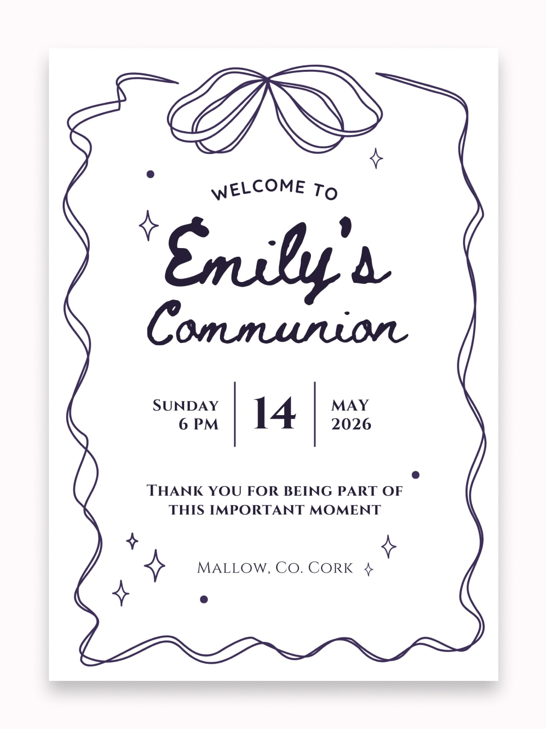 Personalised Sparkle Frame First Holy Communion Welcome Sign